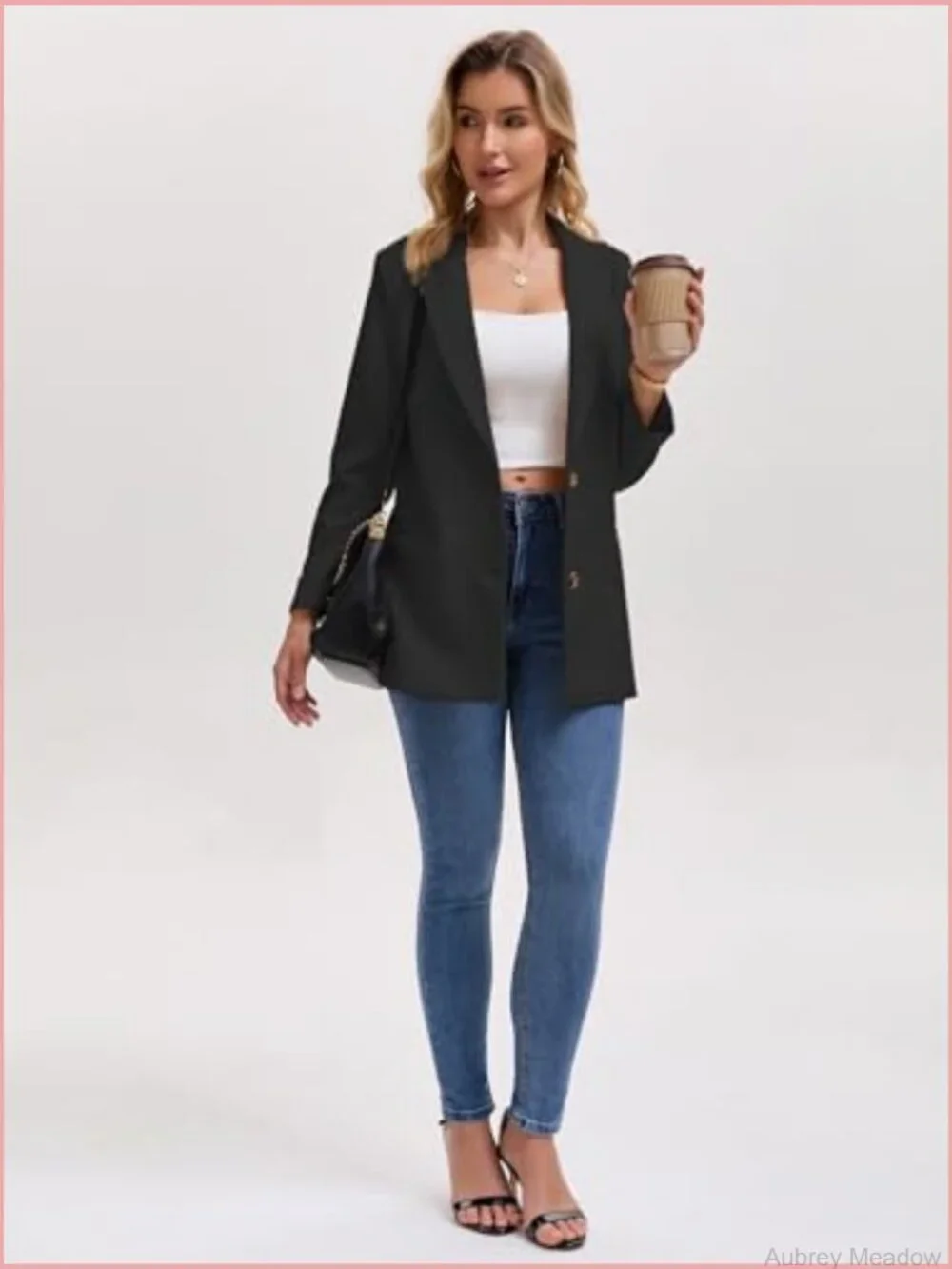 Semi-Tailored Business Casual Blazer 9/10 Sleeve Lightweight Work Office Jacket